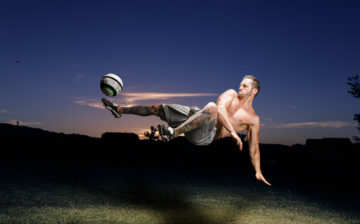 Capturing a soccer player kicking a ball for a commercial shoot
