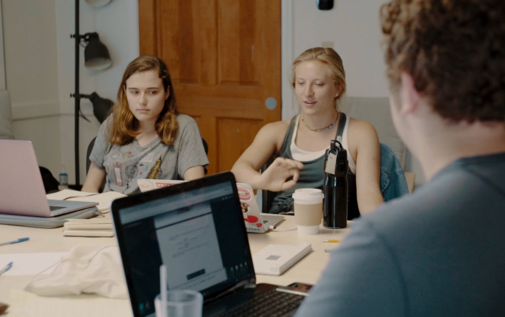 Screenwriters in a screenwriting workshop