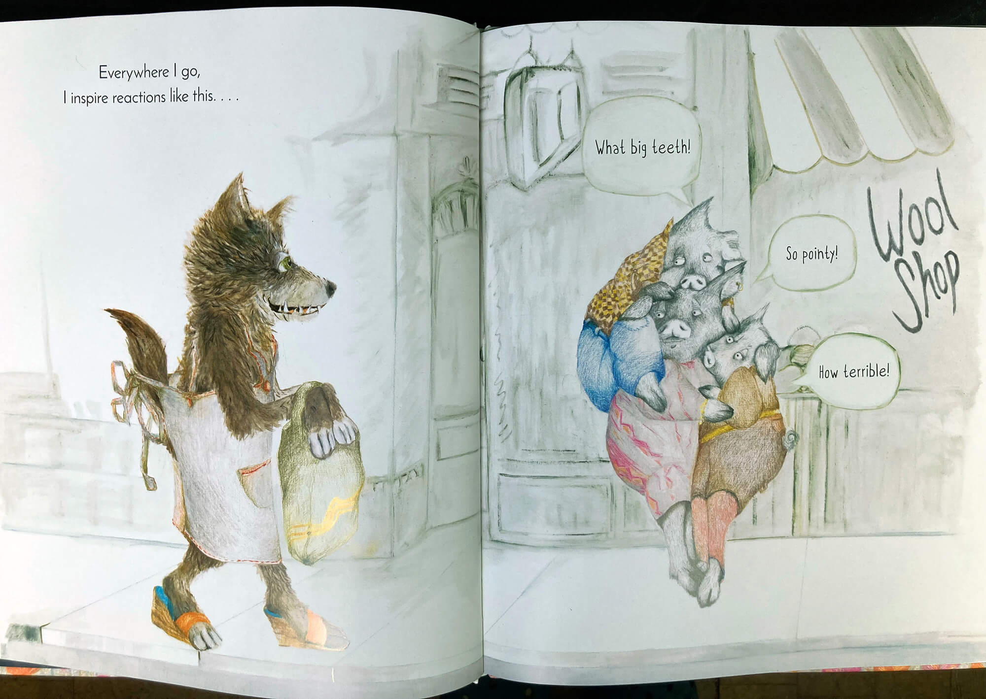 Imagine a Wolf children's book Spread by Lucky Platt