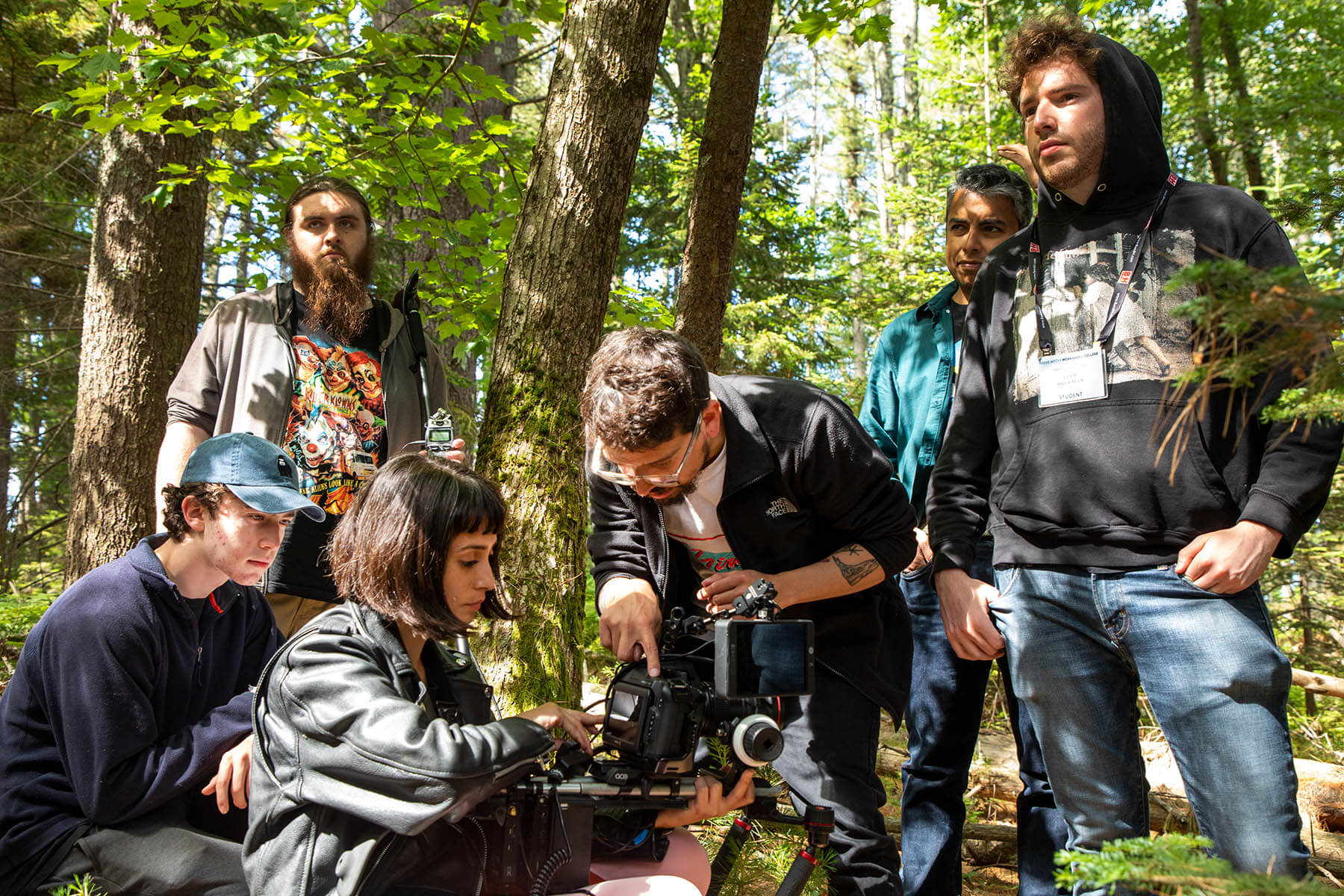 Students learning cinematography at Maine Media
