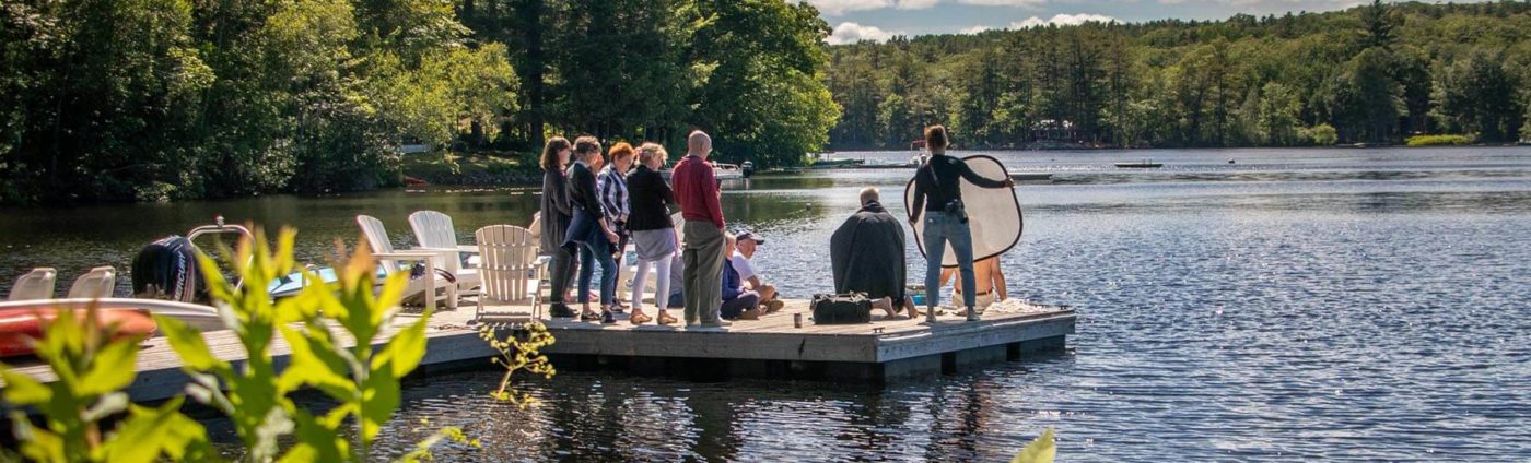 Photography Students on Location at a beautiful Maine lake