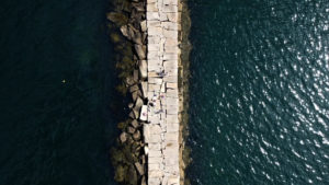 Young Artists Academy, drone shot of Rockland Maine Breakwater