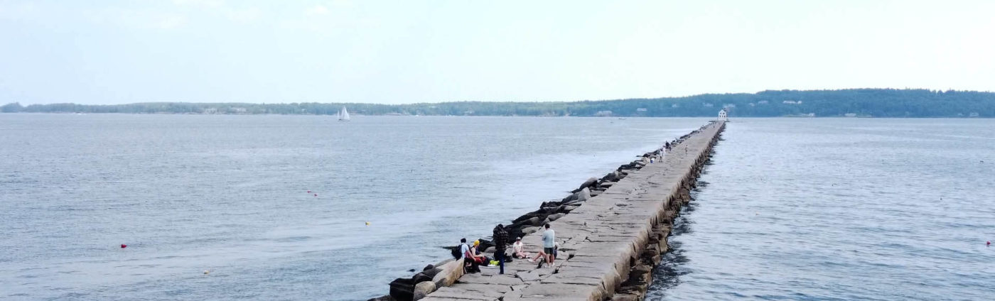 Young Artists Academy, students shooting a short film on the breakwater in Rockland, Maine