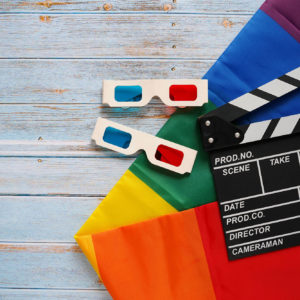 Rainbow flag with movie time board