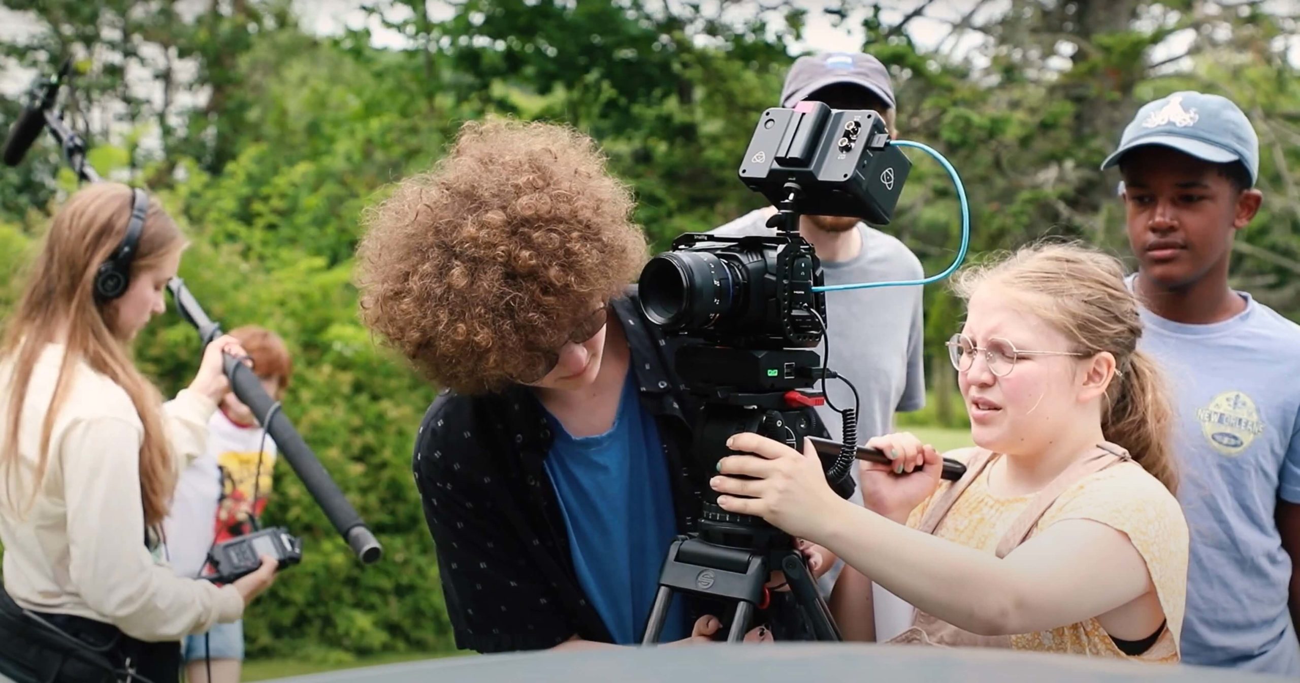 Maine Media Summer Academy film school students during their short film shoot 'Partners in Crime'.