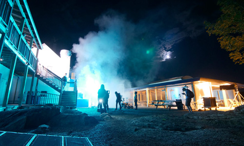 A night shoot on the Maine Media campus (home page tile) - Photo by Tom Ryan