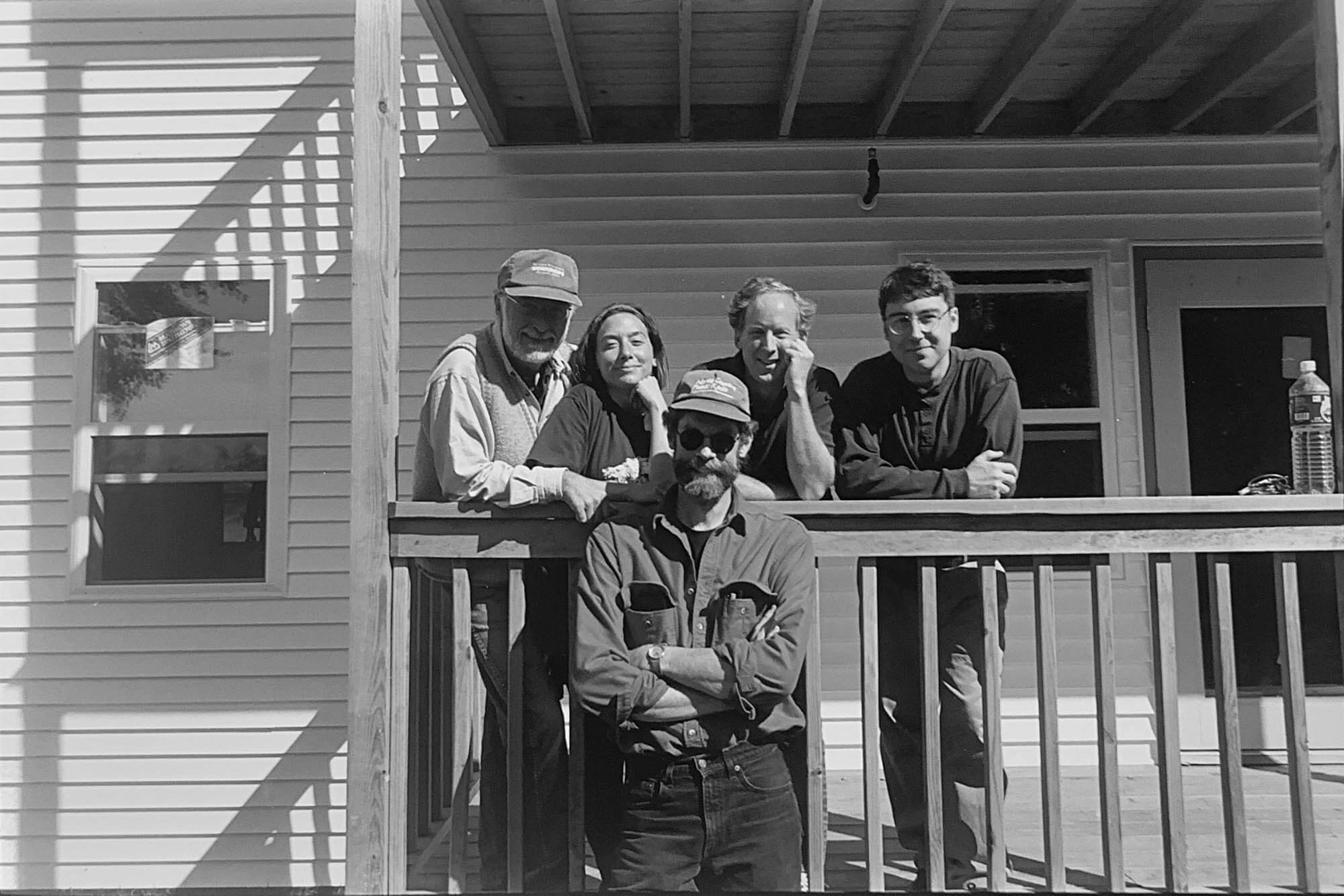 David Lyman with the Resident Photography faculty Ann Jastrab, Fred Schrieber, Brenton Hamilton and teaching Assistant Mark Kurtz on the deck of the newly constructed New Imaging Center (NIC Building).