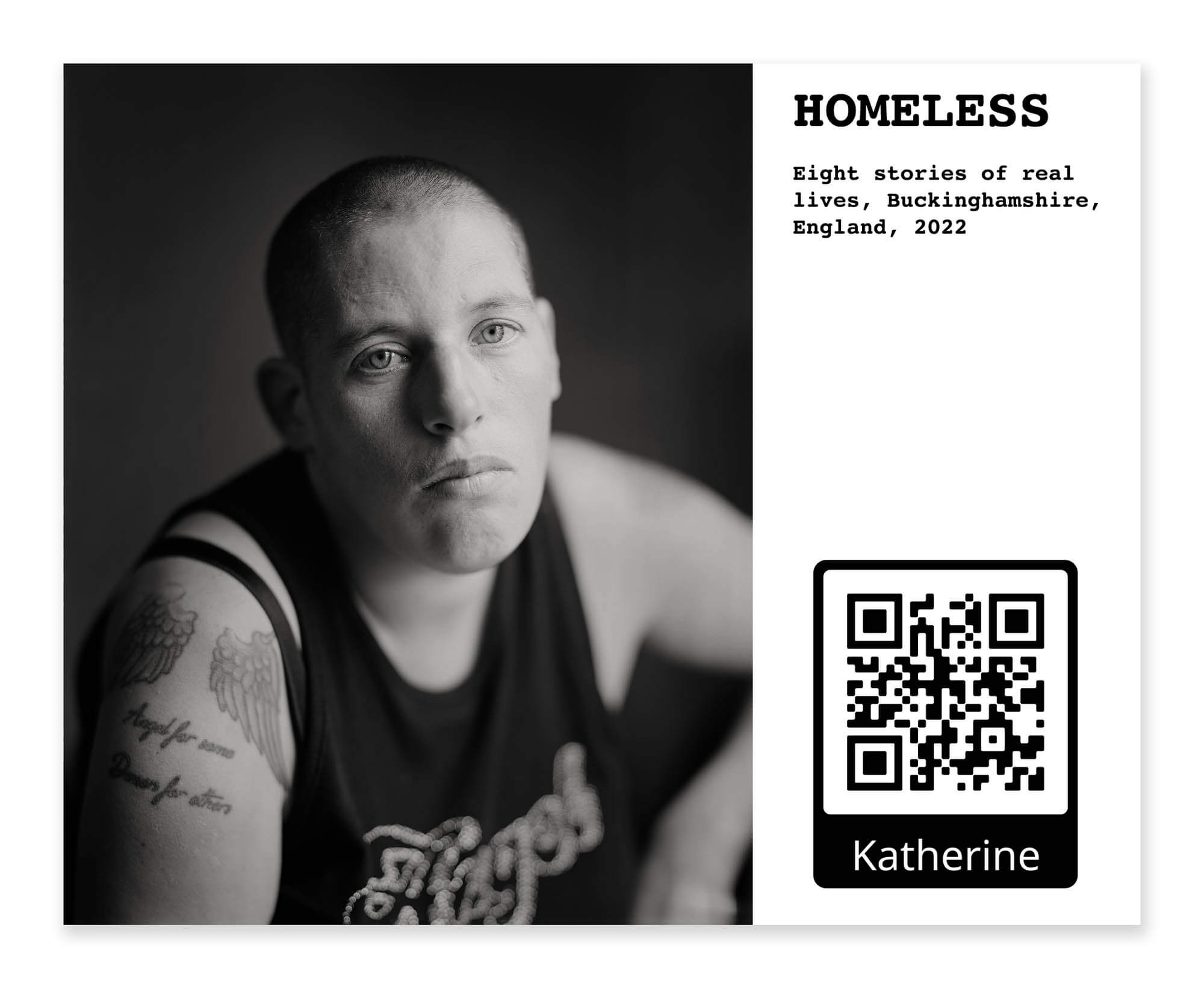 Kathryn, High Wycombe, England, 2022. From the series ‘HOMELESS: Eight stories of real lives, Buckinghamshire, England, 2022’