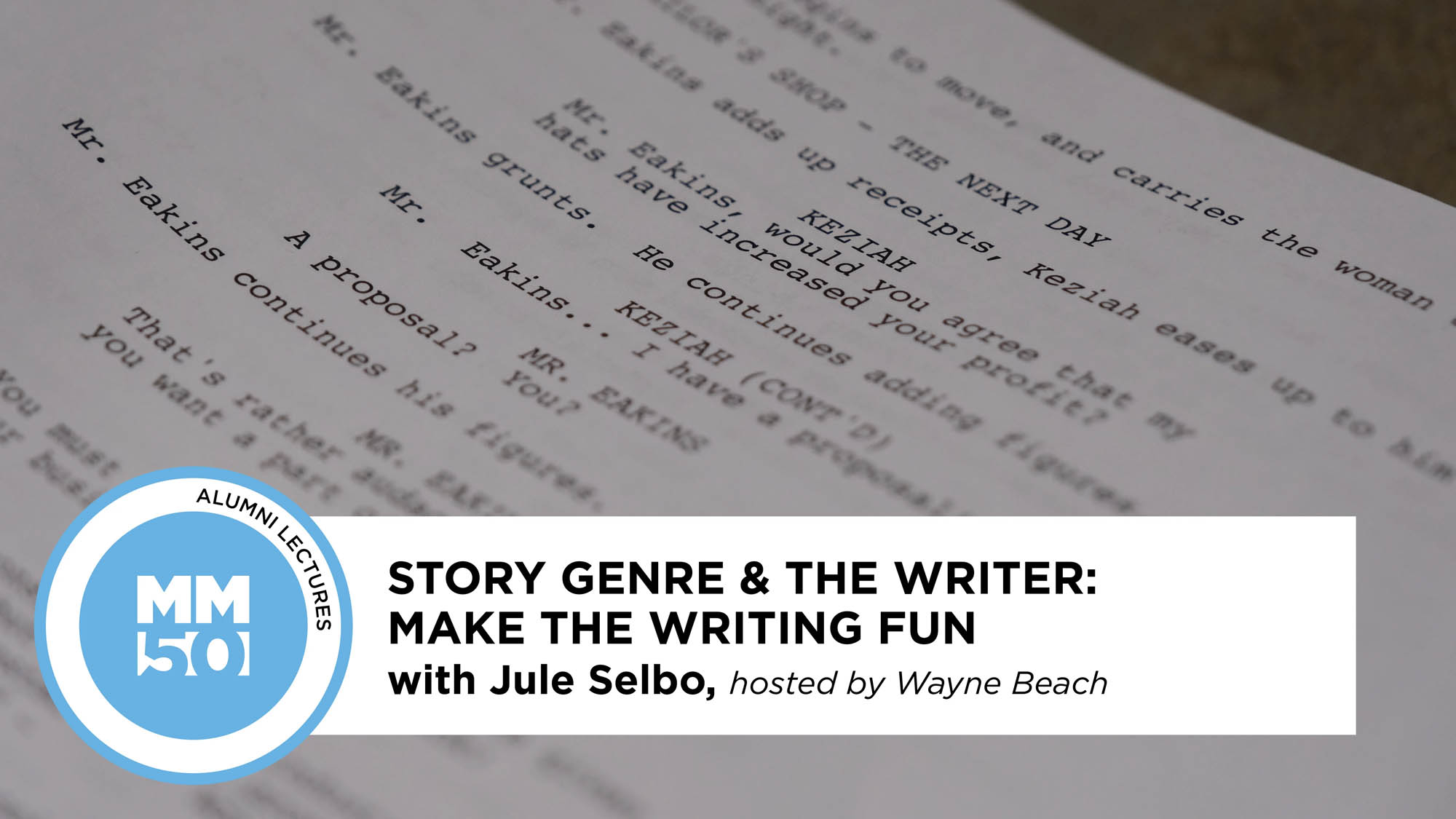 Story Genre & the Writer - Make the Writing Fun with Jule Selbo (banner)